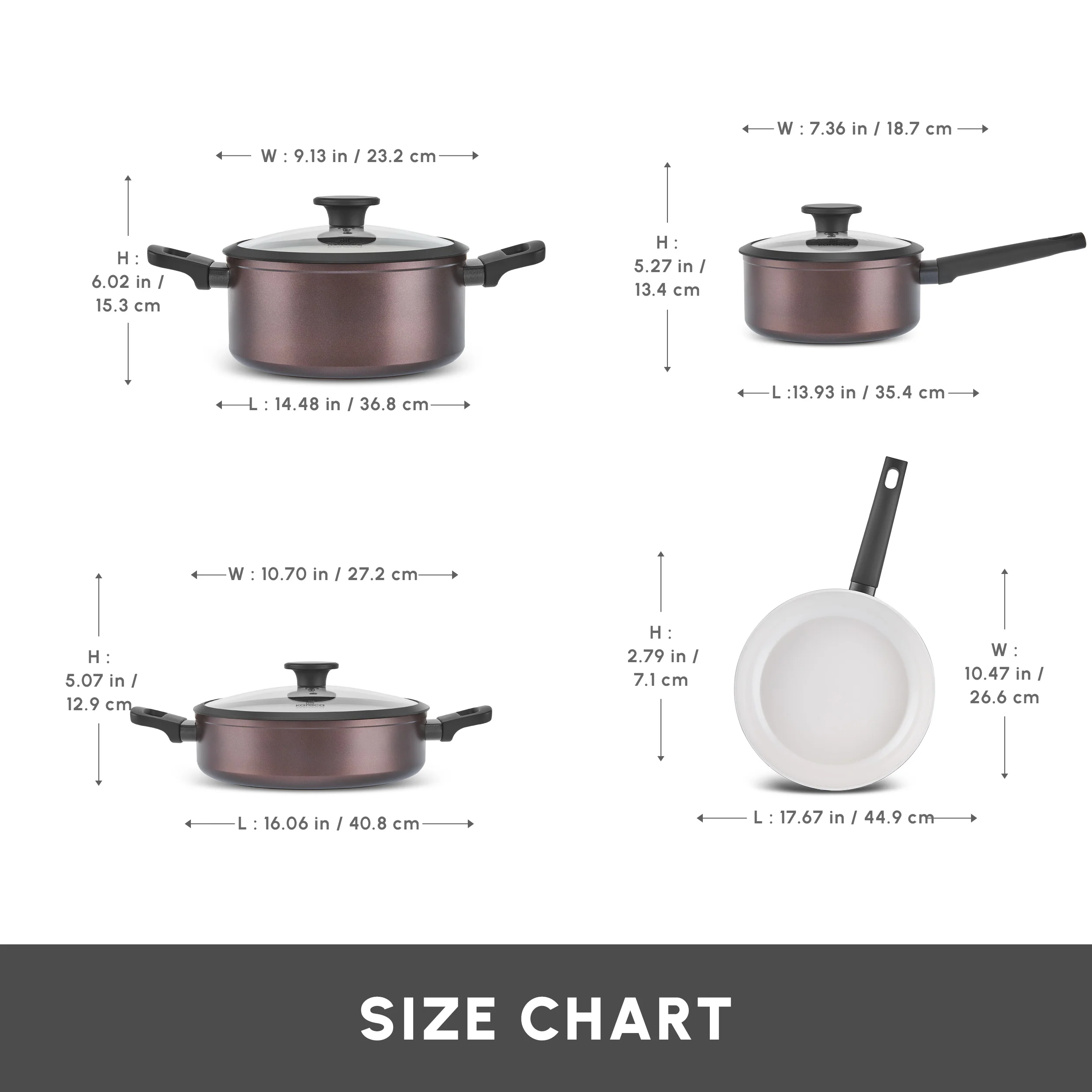 Karaca Ceramica Iconic Bronze 7-Piece Non-Stick Induction Cookware Set, Bronze - Image 2