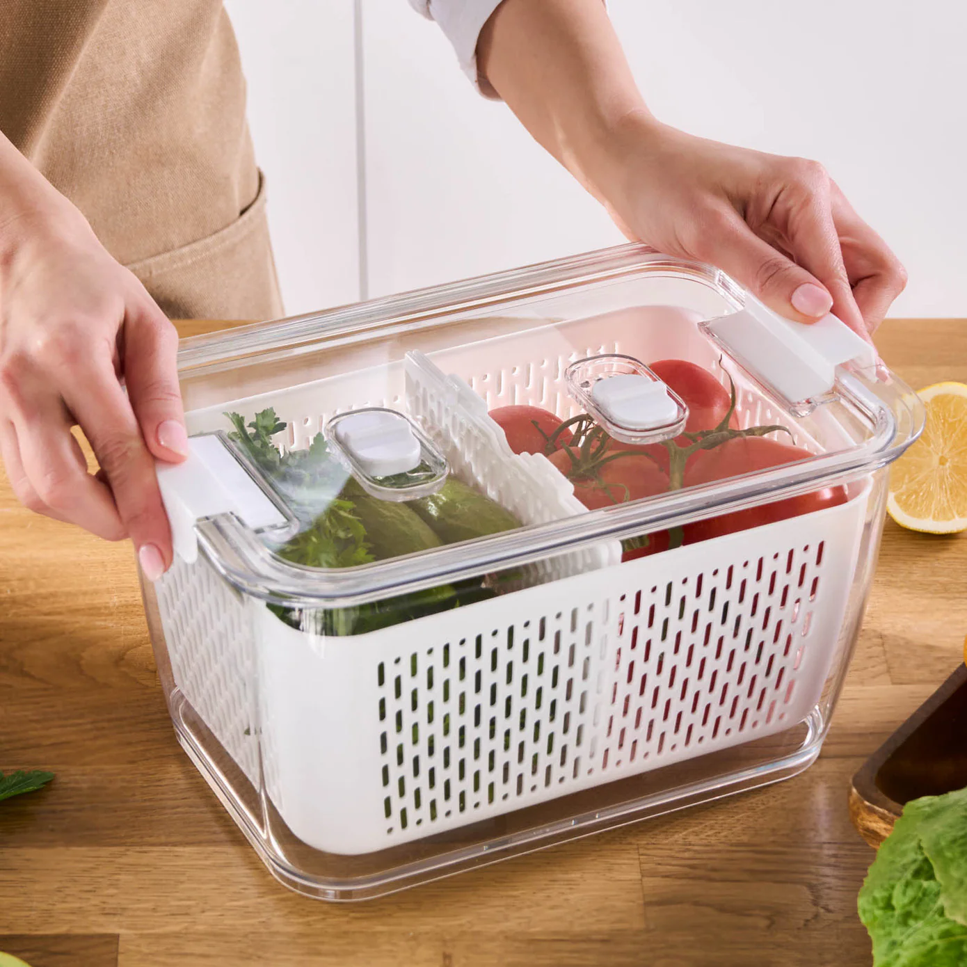 Karaca Citrus Vegetable / Fruit Storage Container, M, White - Image 5