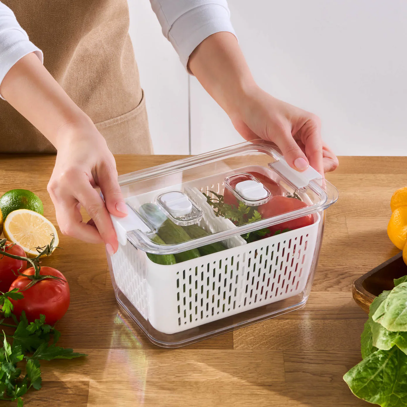 Karaca Citrus Vegetable / Fruit Storage Container, L, White - Image 4
