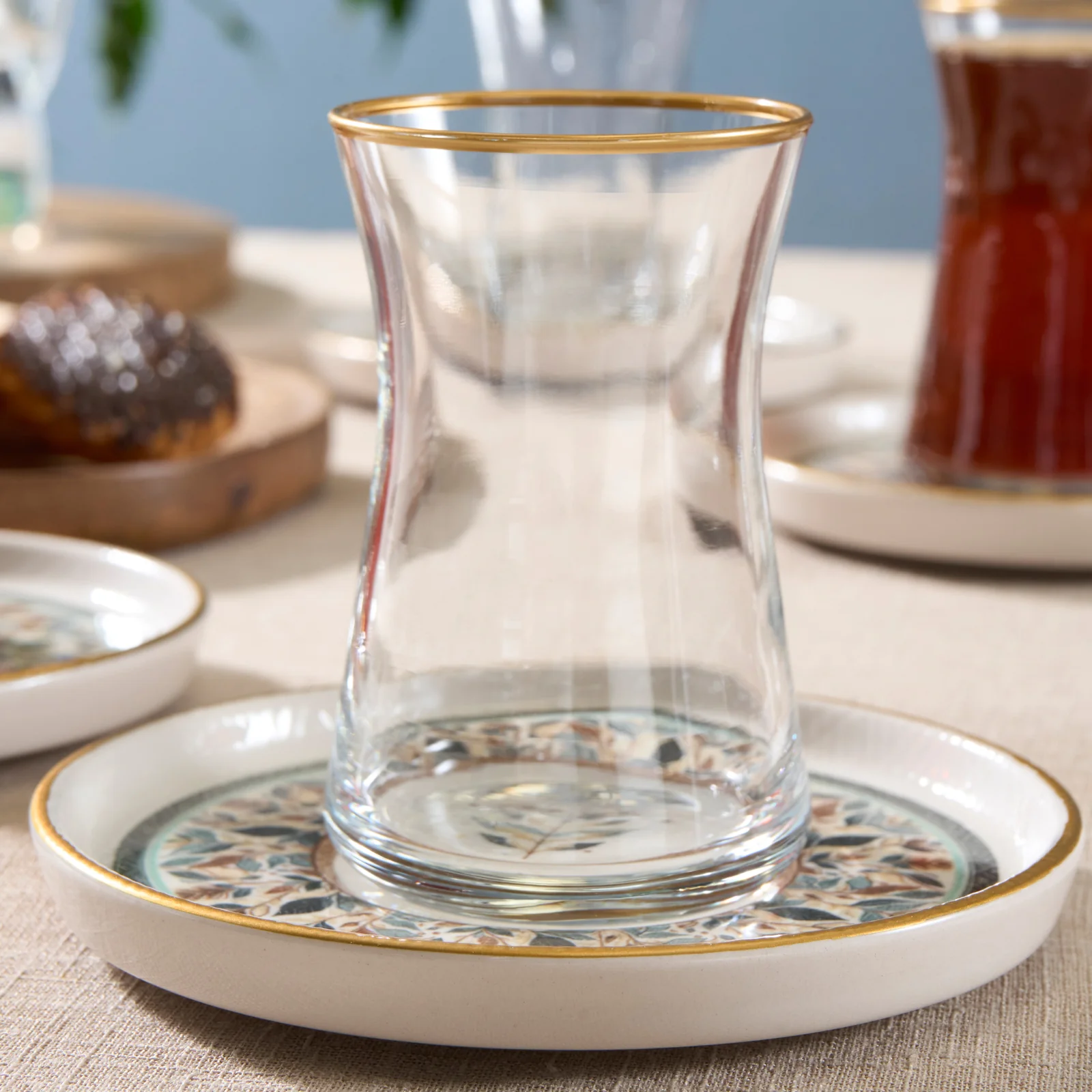 Karaca Clara 12-Piece Glass Turkish Tea Set for 6 People, 170ml, Multi - Image 3