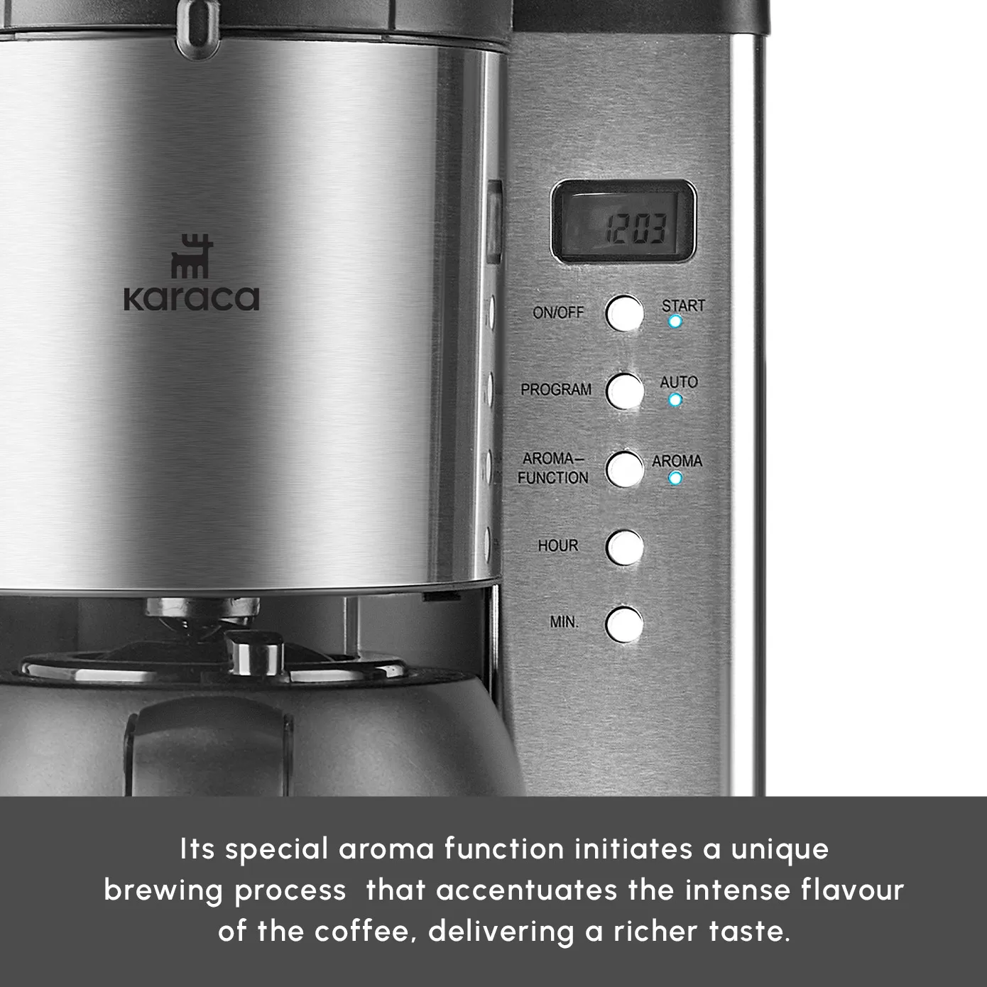 Karaca Coffee Art Aroma Thermal Carafe Filter Coffee Machine, 1.2L, 1000 W, Inox - Image 7