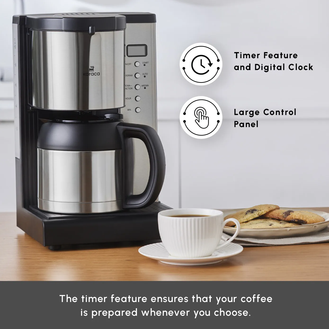 Karaca Coffee Art Aroma Thermal Carafe Filter Coffee Machine, 1.2L, 1000 W, Inox - Image 8