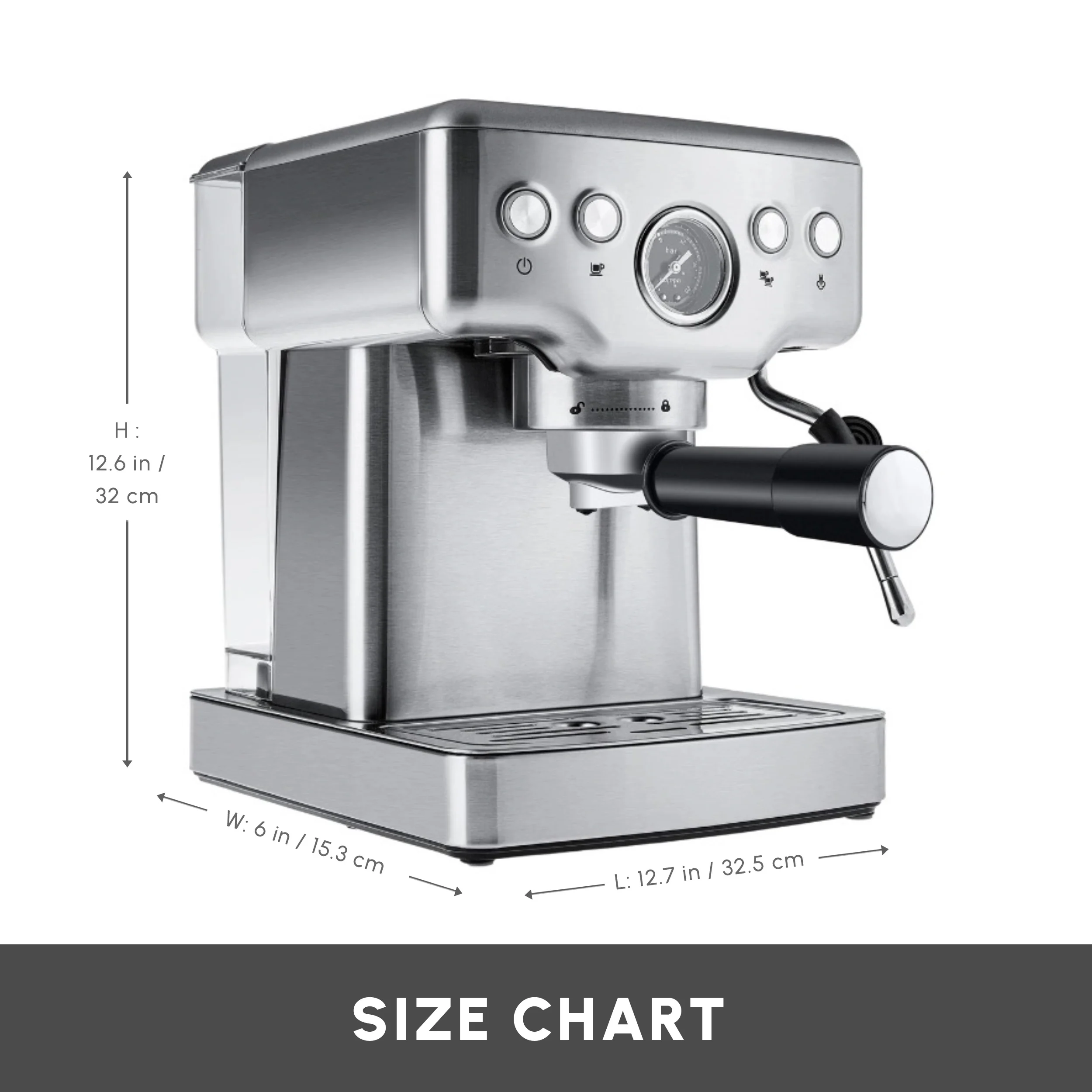 Karaca Coffee Art Espresso Coffee Machine, 1.8L, 1350W, Inox - Image 2