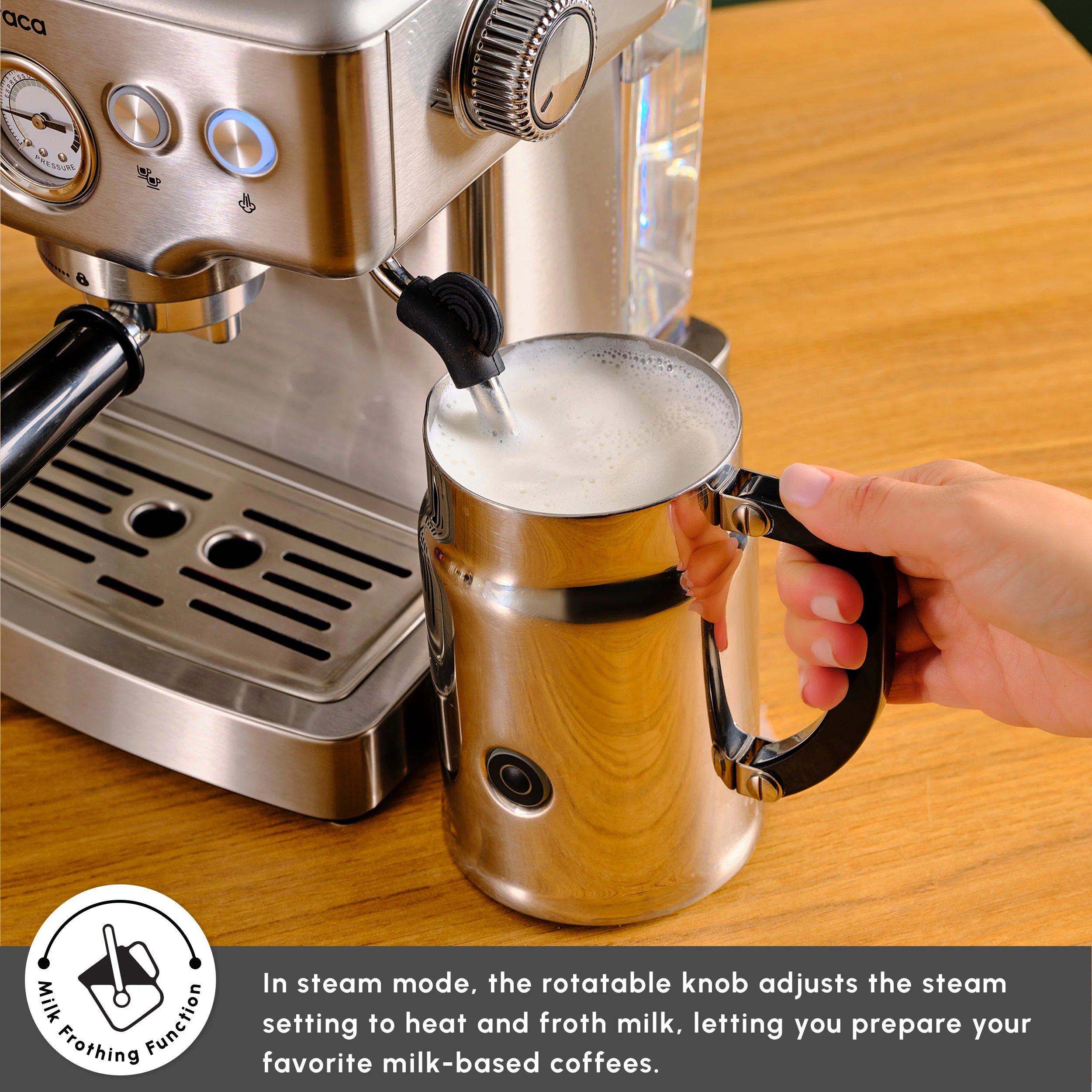 Karaca Coffee Art Espresso Coffee Machine, 1.8L, 1350W, Inox - Image 4