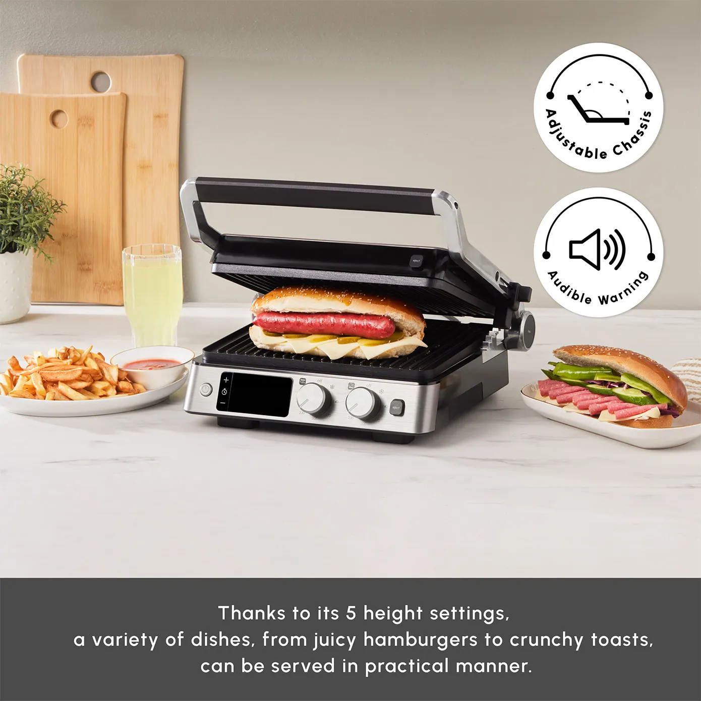 Karaca Compact Steel Pro Sear and Grill Inox 2008 Grill and Sandwich Toaster, 2000W - Image 5