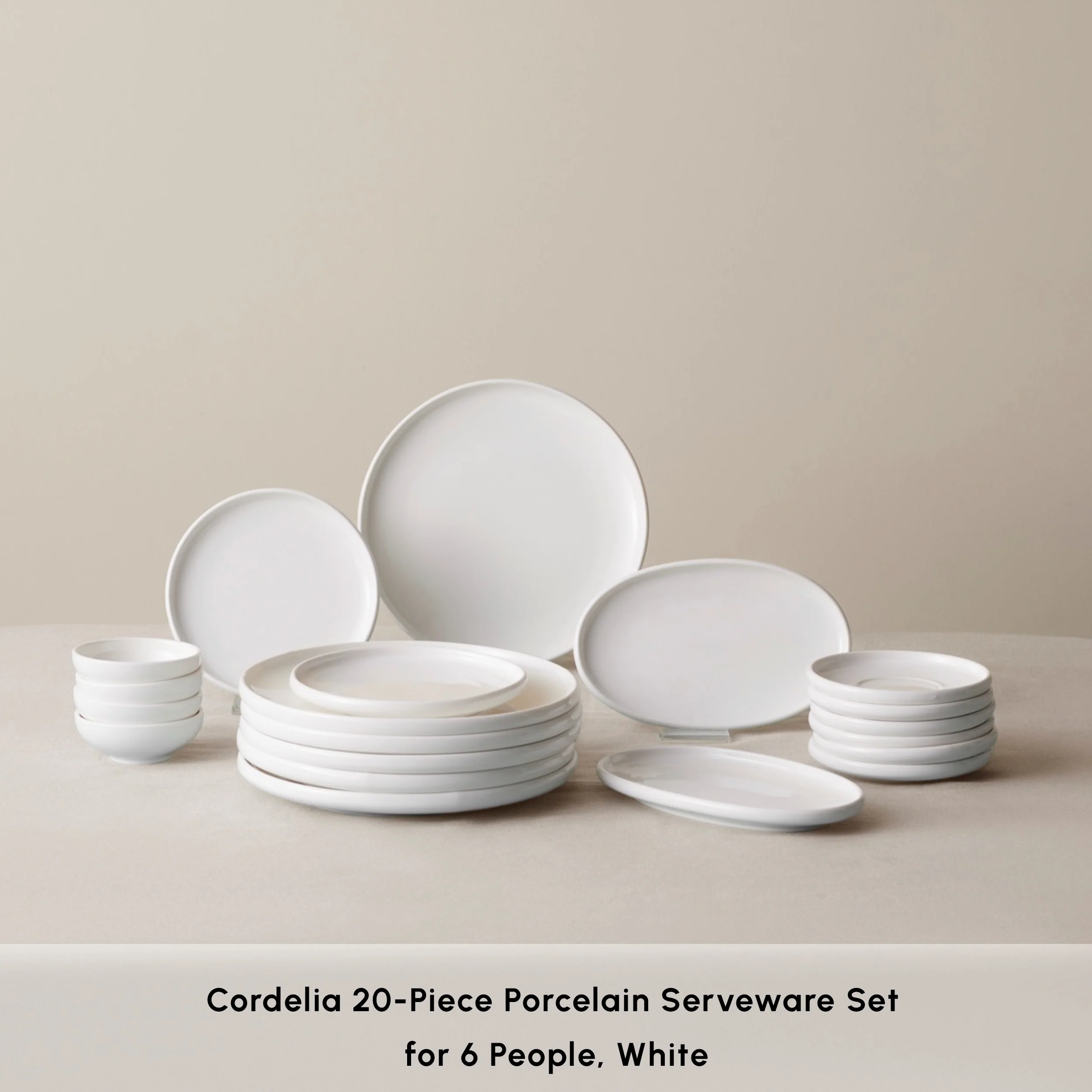 Karaca Stream Pure Cordelia 20-Piece Porcelain Serveware Set for 6 People, White - Image 3