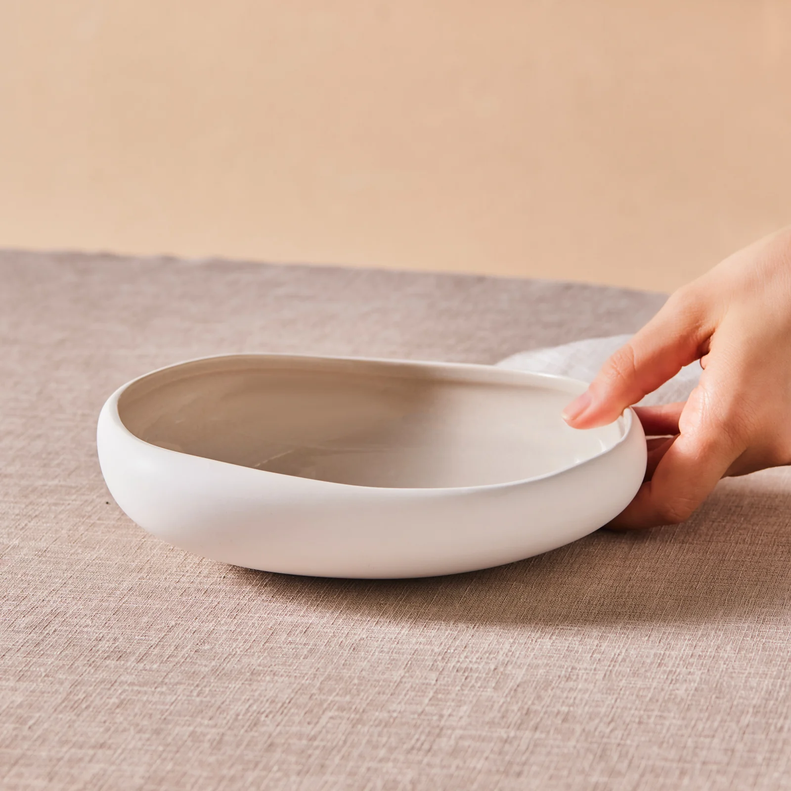 Karaca Earth Collection New Cupid Pasta Bowl, 21cm, Beige White - Image 2