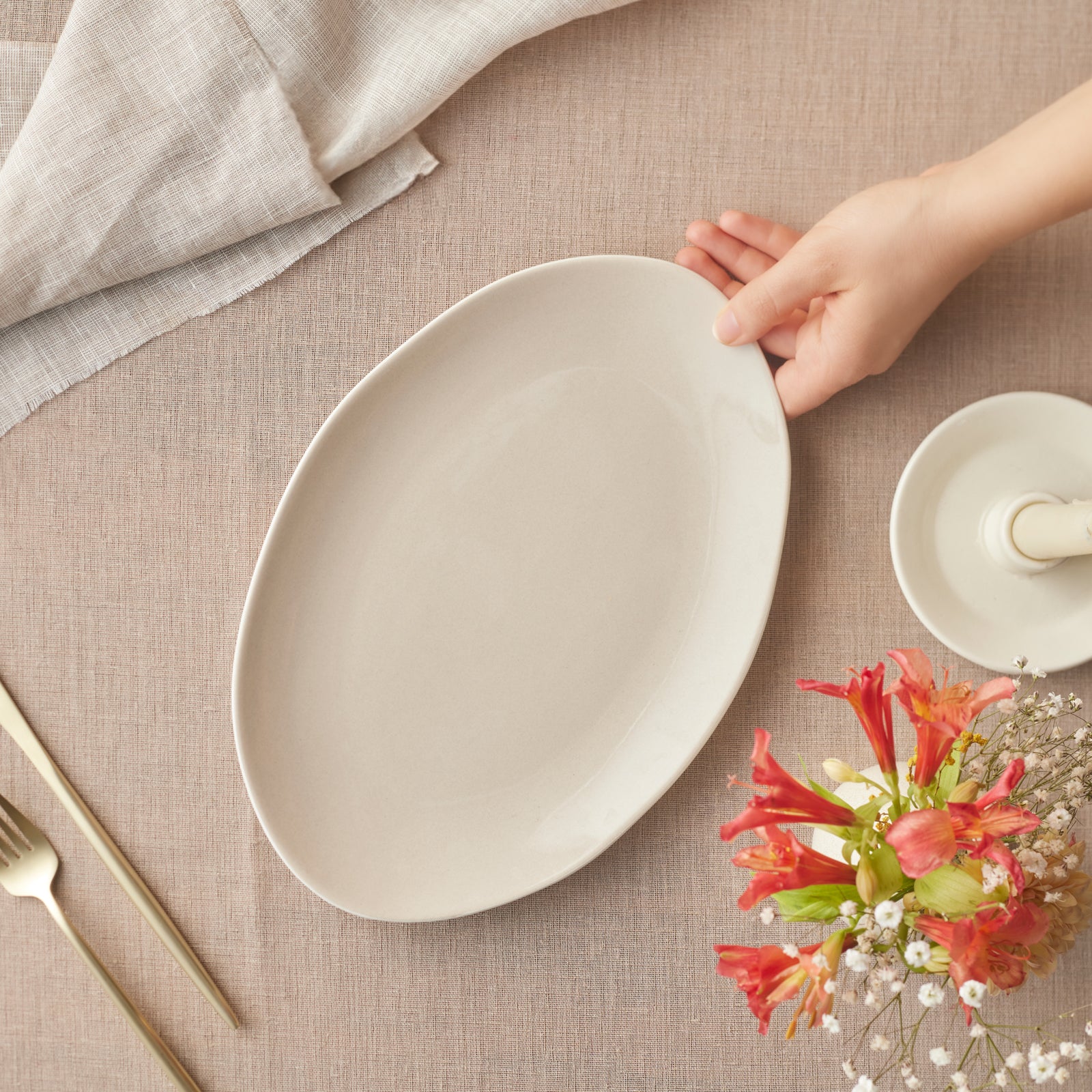 Karaca Earth Collection New Cupid Serving Platters, 30cm, Beige White - Image 2