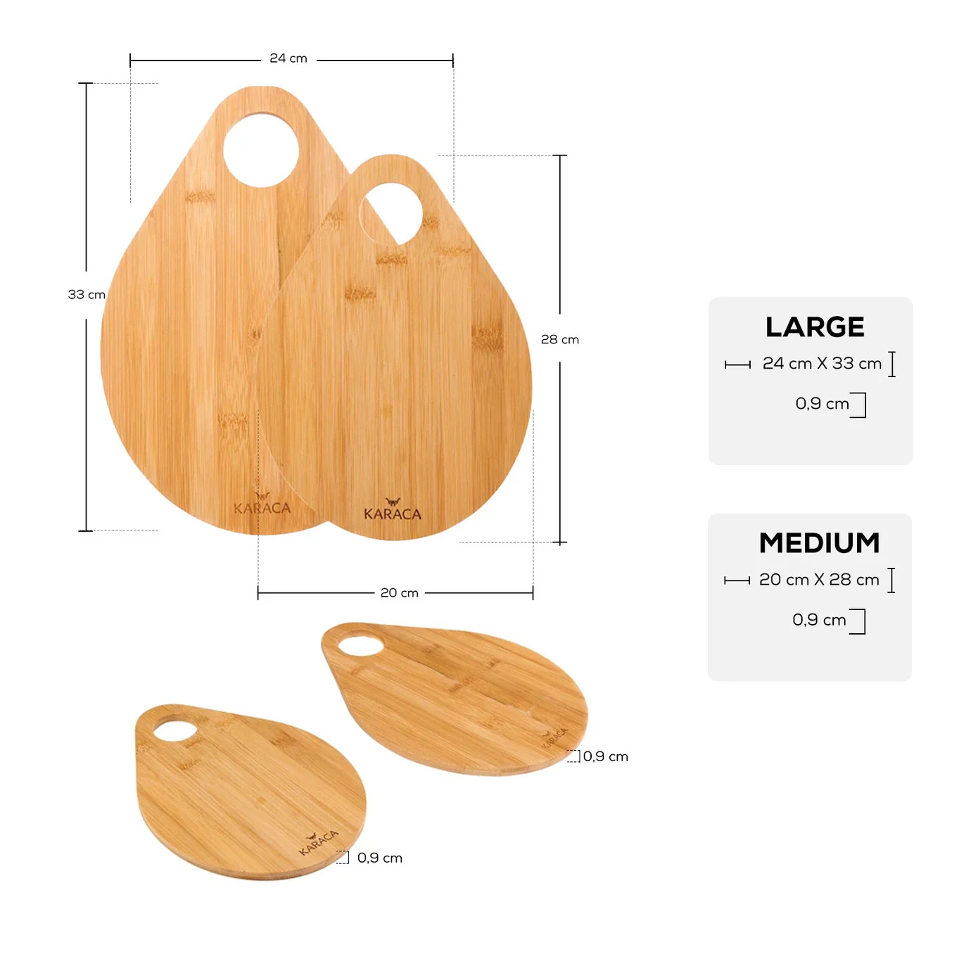 Karaca Damla 2 Piece Bamboo Chopping Board Set, Wood - Image 4