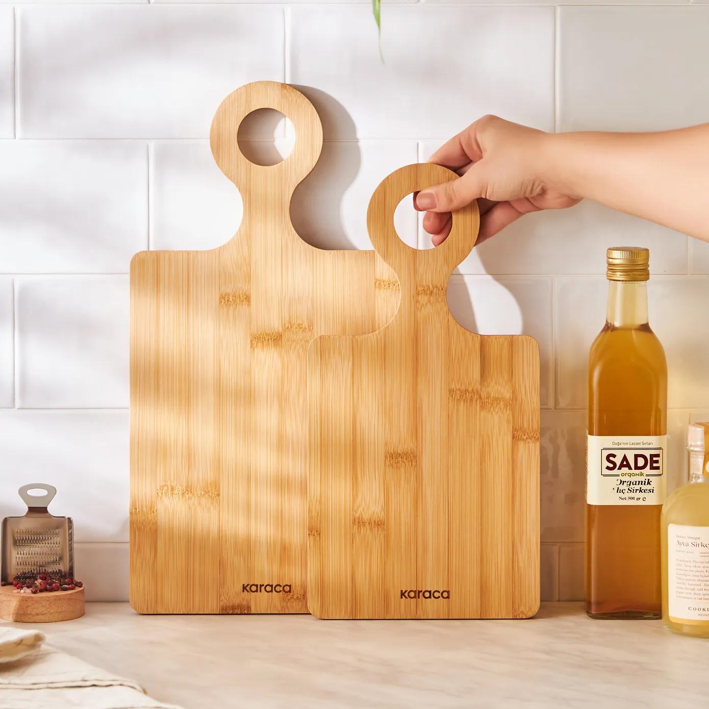 Karaca Dara 2 Piece Bamboo Chopping Board, Wood - Image 3