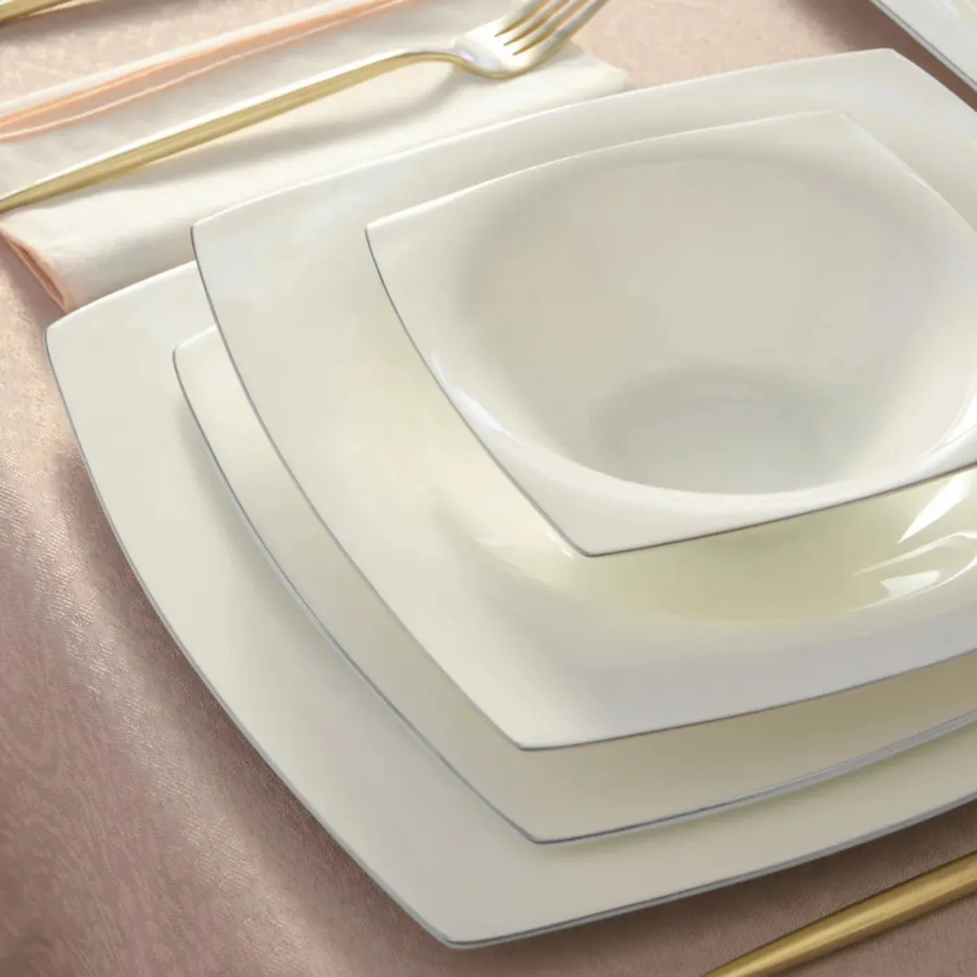 Karaca Fine Pearl Dara 58-Piece Dinner Set for 12 People, Platinum - Image 5