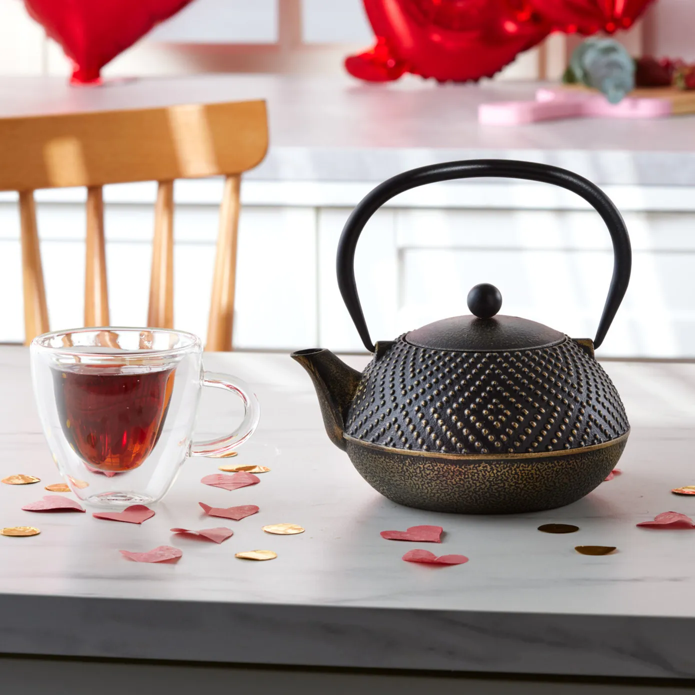 Karaca Dark Gold Cast Iron Induction Teapot, 900ml, Black Gold - Image 3
