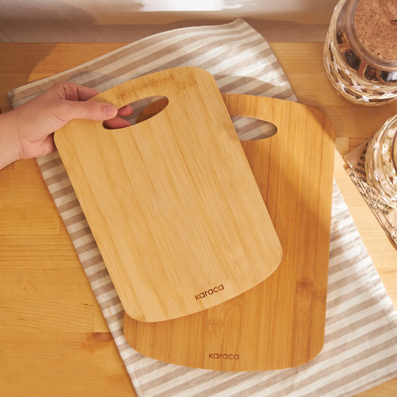 Karaca Defne 2 Piece Bamboo Chopping Board, Wood - Image 3