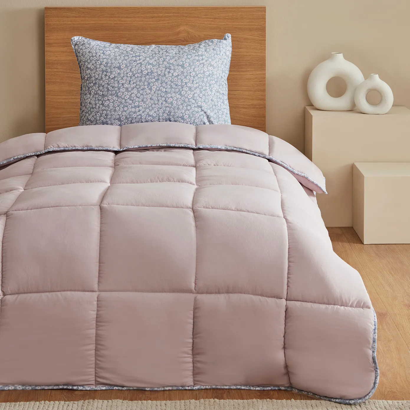 Karaca Dexie Duvet and Pillow Set, Single, 50x70cm, Pink