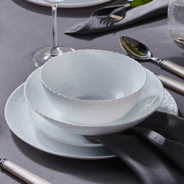 Karaca Diamond 24-Piece Glass Dinner Set for 6 People, White - Image 3
