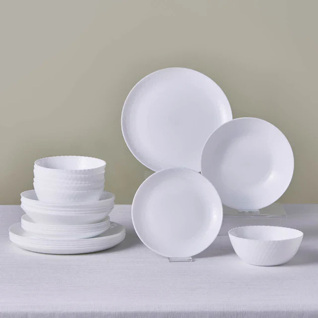 Karaca Diamond 24-Piece Glass Dinner Set for 6 People, White - Image 5