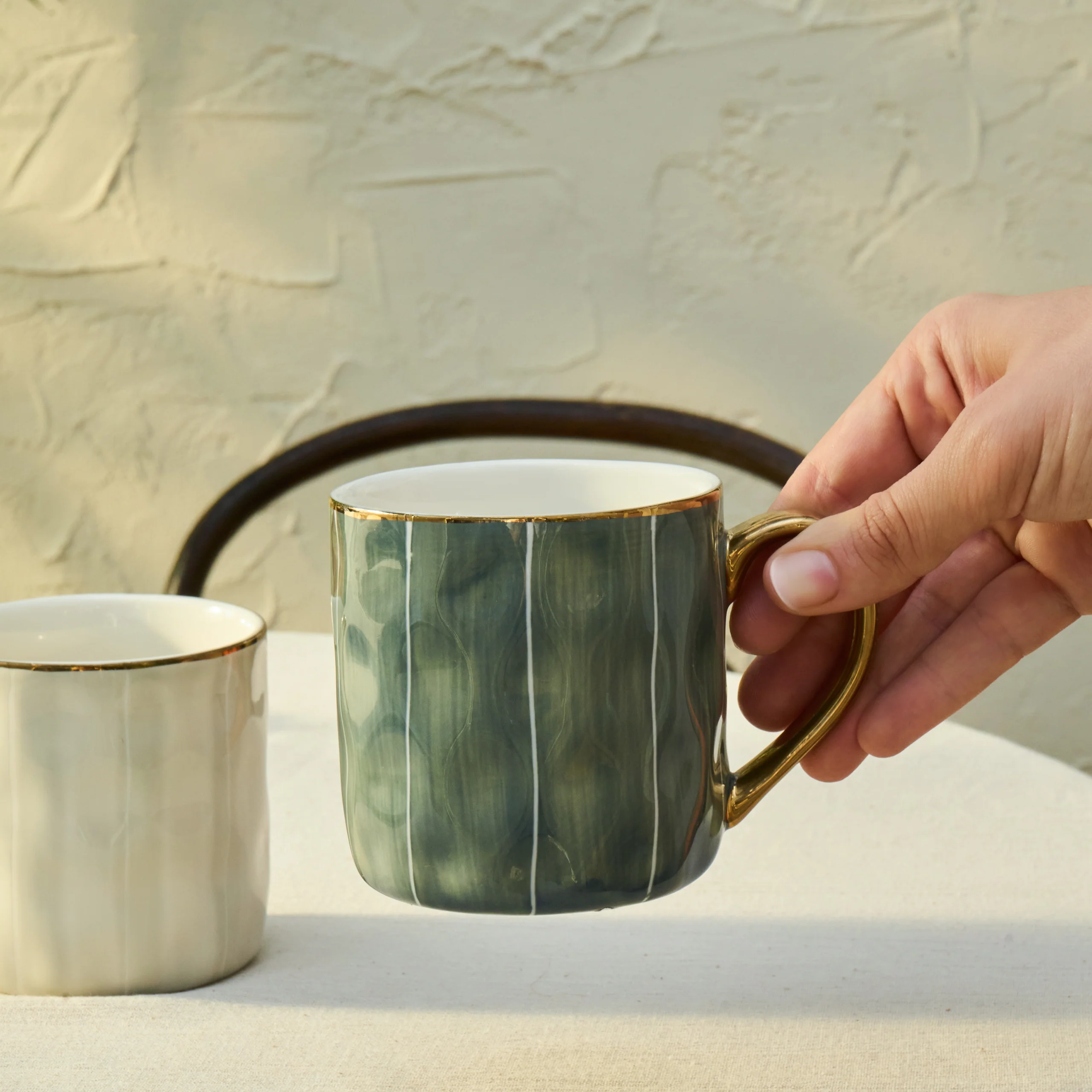 Karaca Diego 2 Piece Stoneware Mug Set, 350ml, Multicolour - Image 3