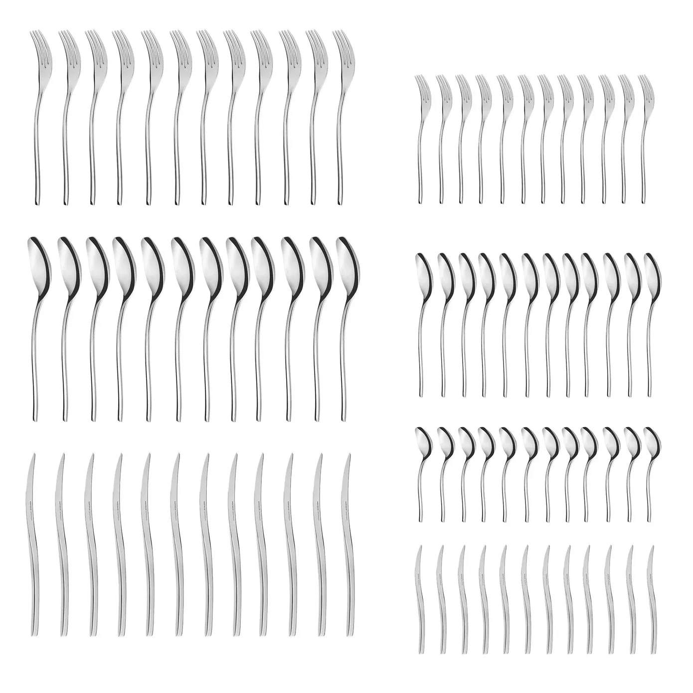 Karaca Dora 84-Piece 316+ Stainless Steel Cutlery Set for 12 People, Silver - Image 15