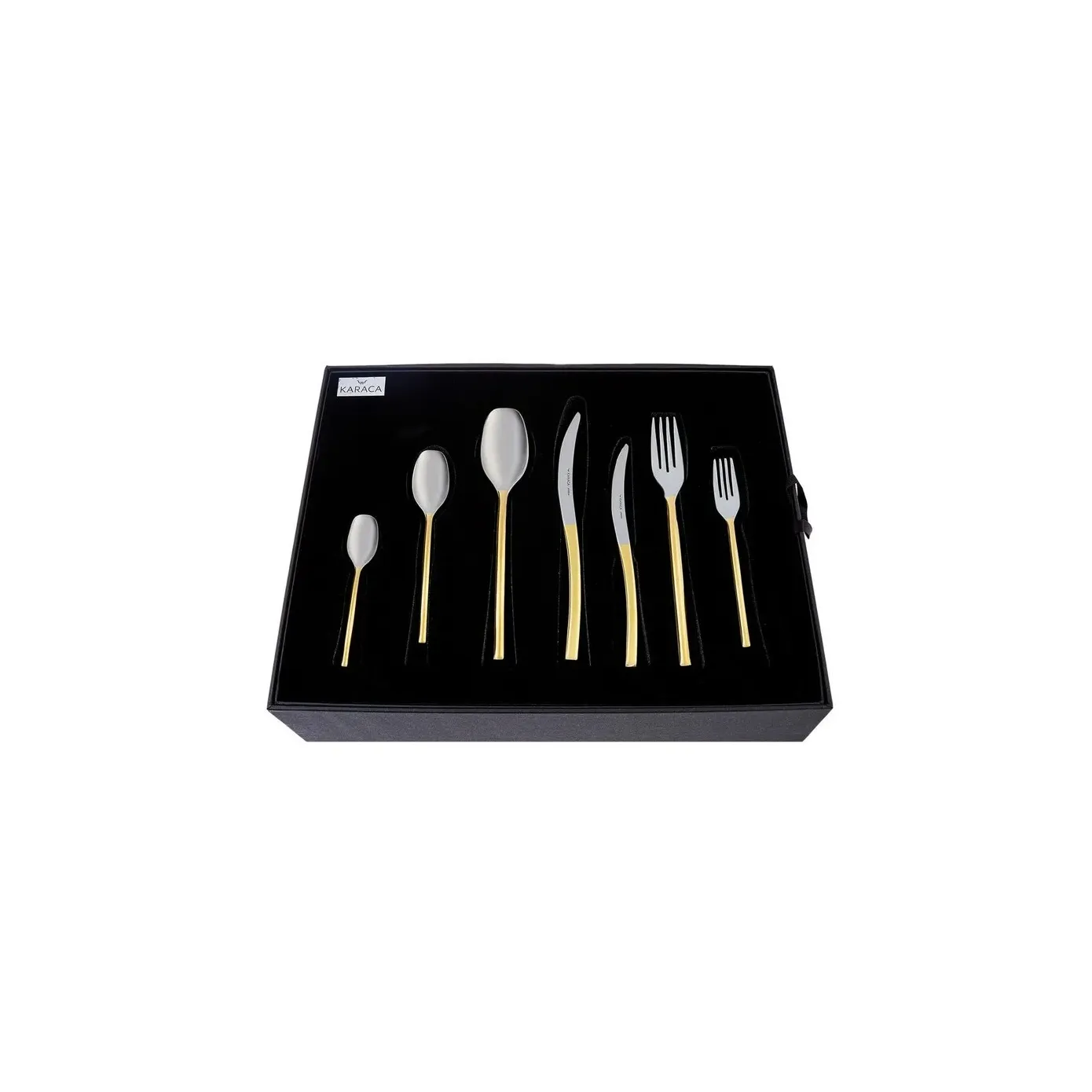 Karaca Dora 84-Piece 316+ Stainless Steel Cutlery Set for 12 People, Silver Gold - Image 12