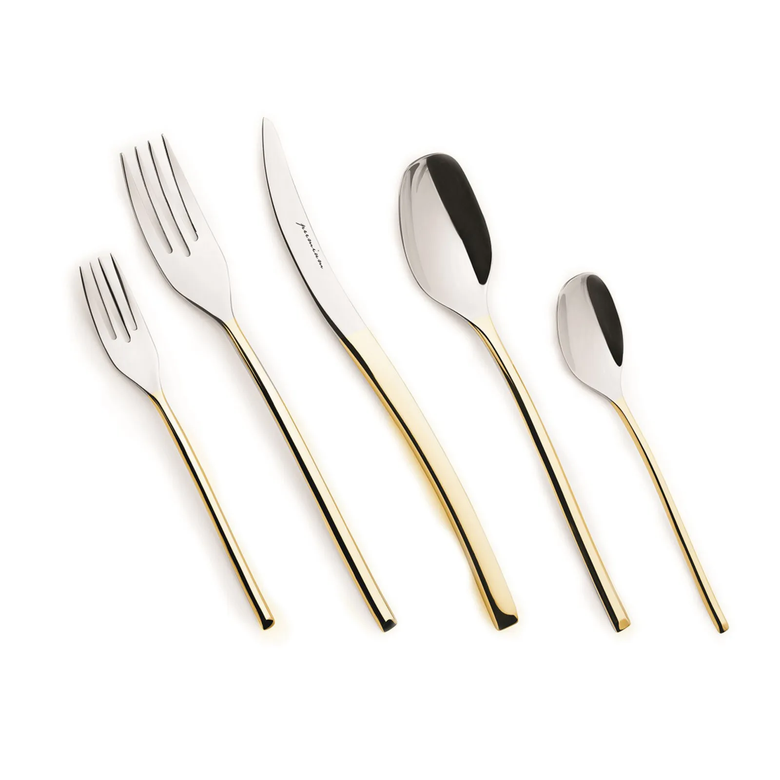 Karaca Dora 84-Piece 316+ Stainless Steel Cutlery Set for 12 People, Silver Gold - Image 3