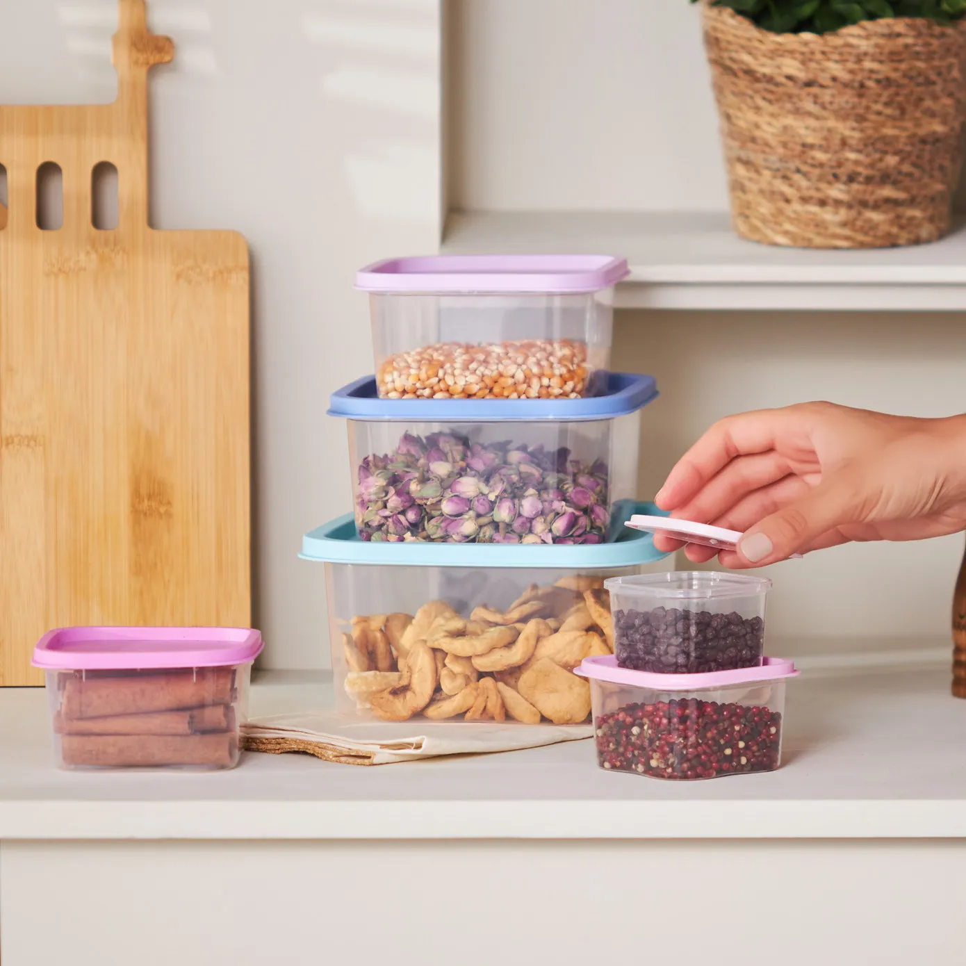 Karaca Dora Purple 6 Piece Storage Container Set, Multi - Image 3