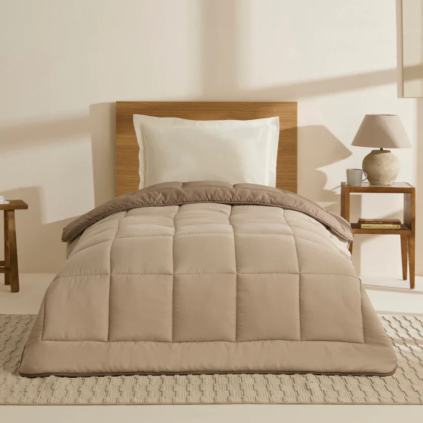 Karaca Home Double Face Duvet, 155x220cm, Beige-Mocha