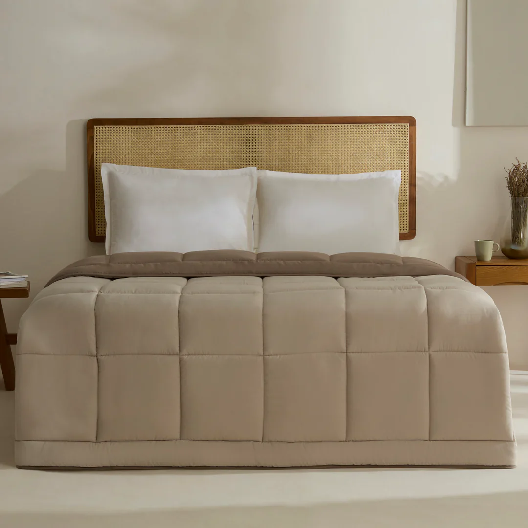 Karaca Home Double Face Duvet Cover, 200x200cm, Beige-Mocha