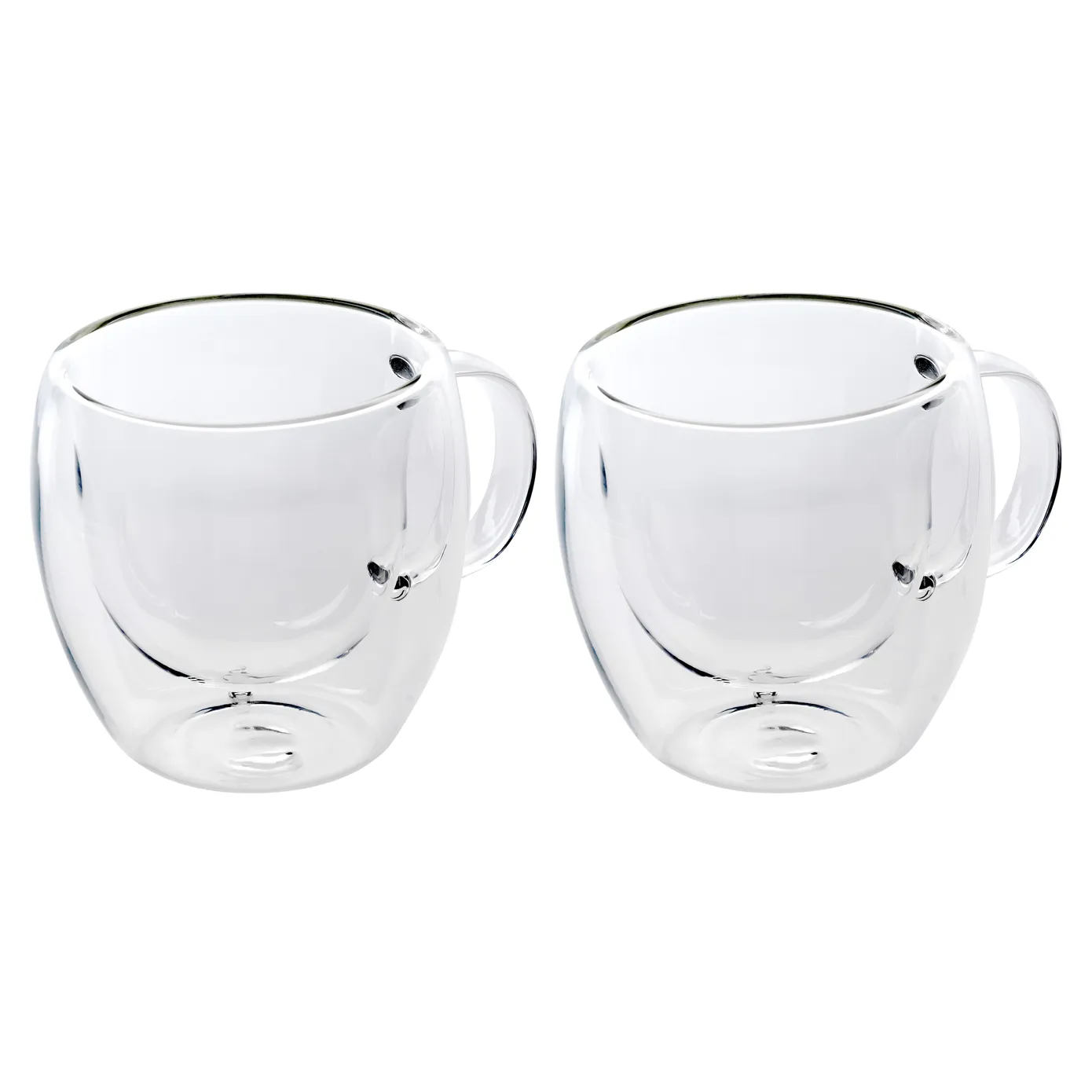 Karaca Double Wall Borosilicate Glass Cup Set with Handle for 2 People, 150ml, Clear - Image 2