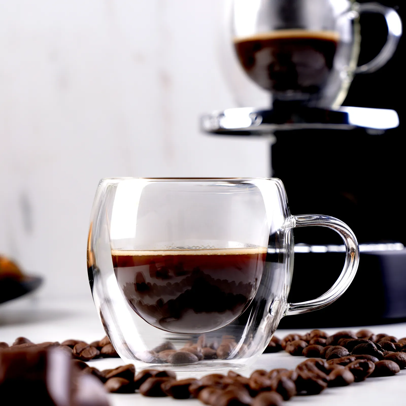 Karaca Double Wall Borosilicate Glass Cup Set with Handle for 2 People, 150ml, Clear - Image 3