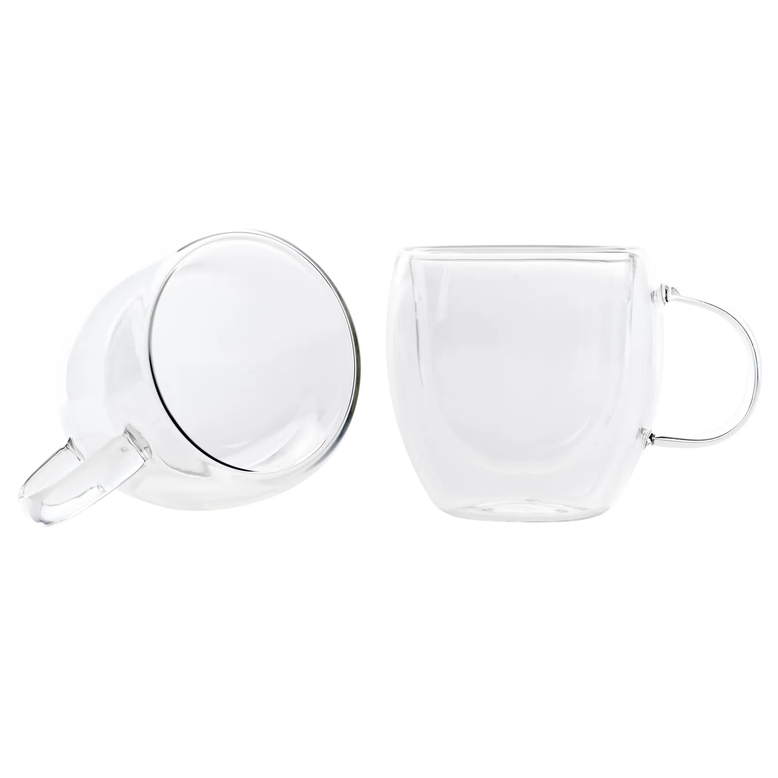 Karaca Double Wall Borosilicate Glass Cup Set with Handle for 2 People, 150ml, Clear - Image 5