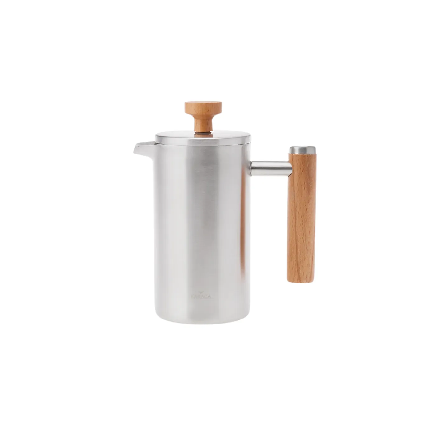Karaca Double Wall Stainless Steel French Press with Oak Handle, 350ml, Silver Oak - Image 3