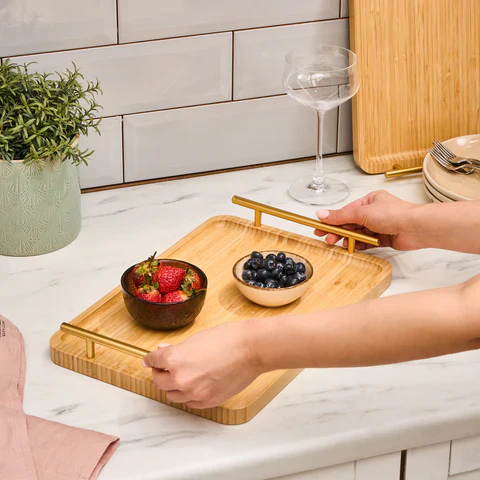 Karaca Duatroy 2-Piece Bamboo Tray, Wood - Image 3