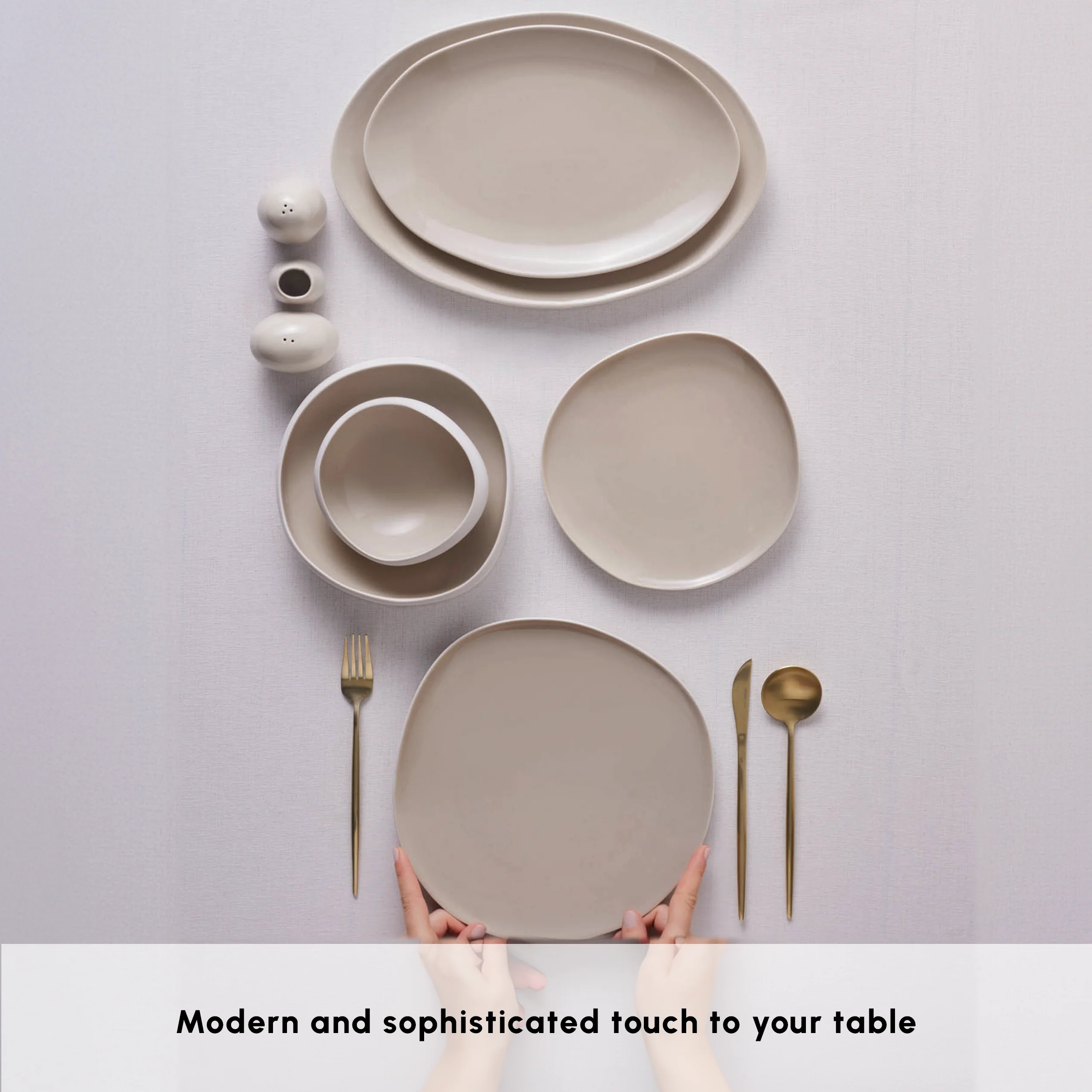 Karaca Earth Collection New Cupid 55-Piece Stoneware Dinner Set for 12 People, Cream - Image 2