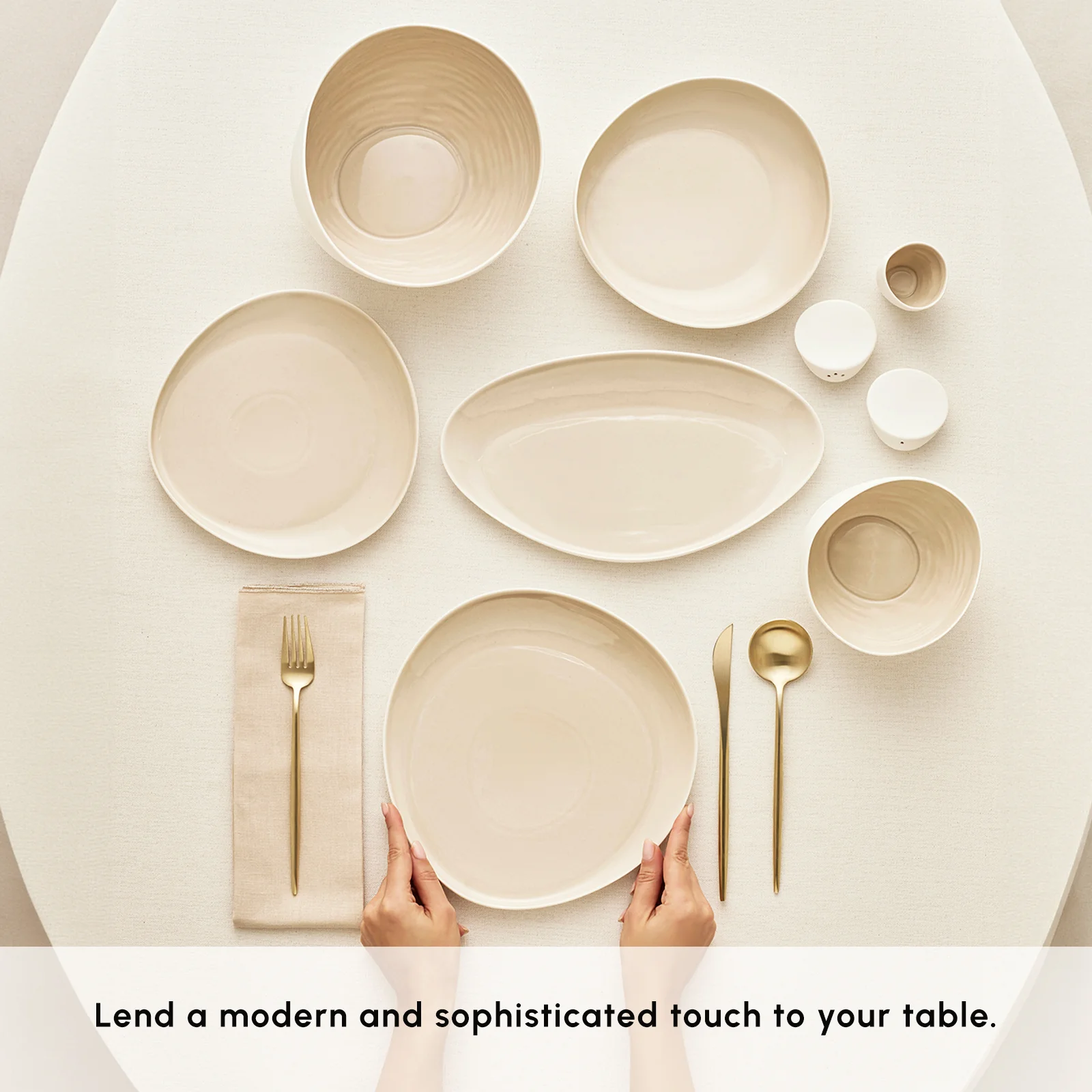 Karaca Earth Collection Rise Stoneware 55-Piece Dinner Set for 12 People, Cream - Image 4
