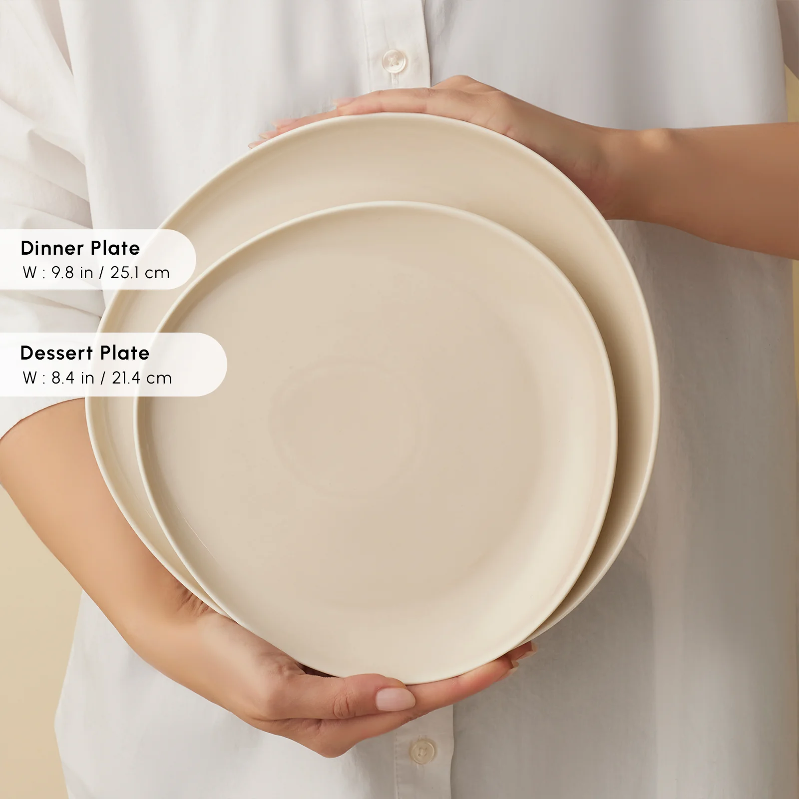 Karaca Earth Collection Rise Stoneware 55-Piece Dinner Set for 12 People, Cream - Image 5