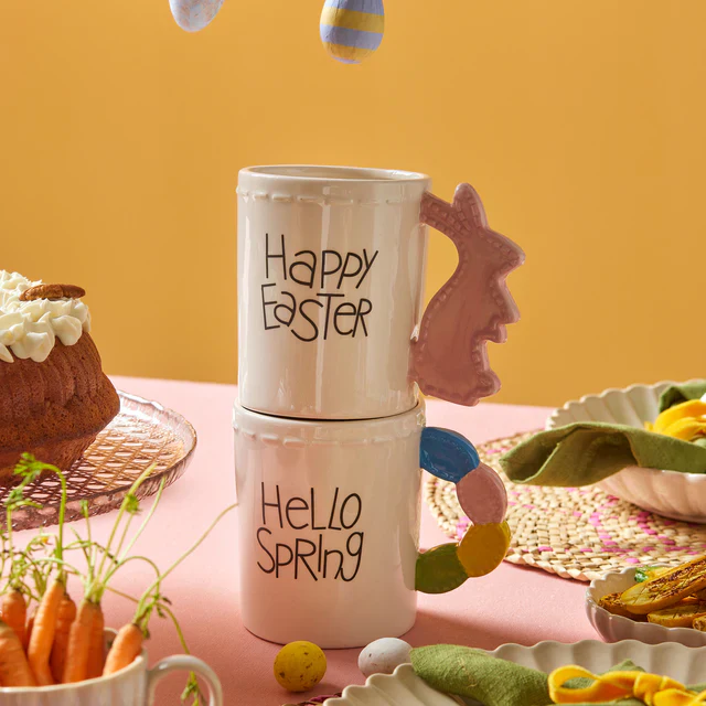 Karaca Easter 25 Dolomite Happy Easter Mug, 540ml, Pink White - Image 2