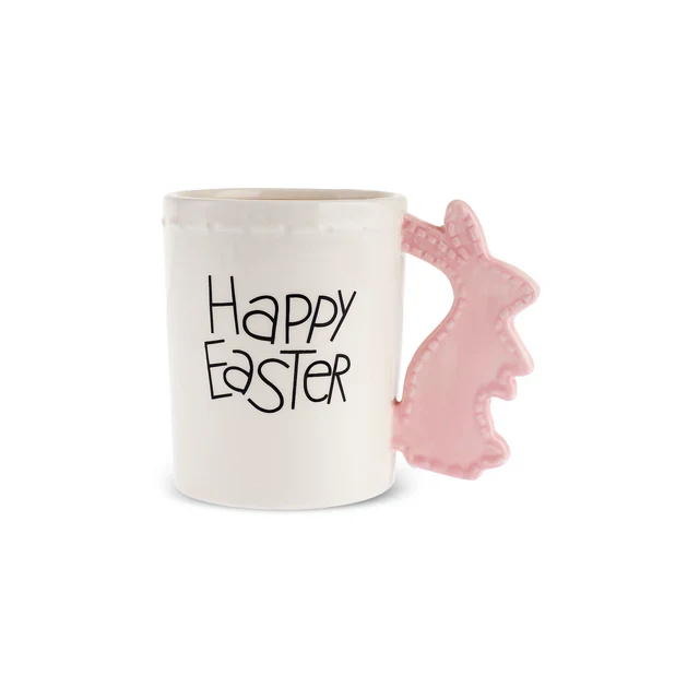 Karaca Easter 25 Dolomite Happy Easter Mug, 540ml, Pink White - Image 3