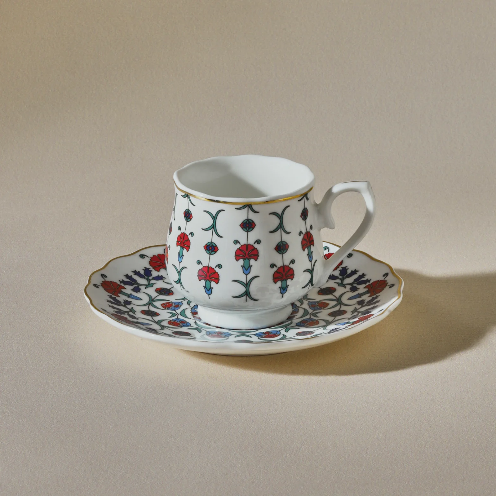 Karaca Ebruli 12-Piece Bone China Espresso Turkish Coffee Cup Set for 6 People, 90ml, Multi - Image 4