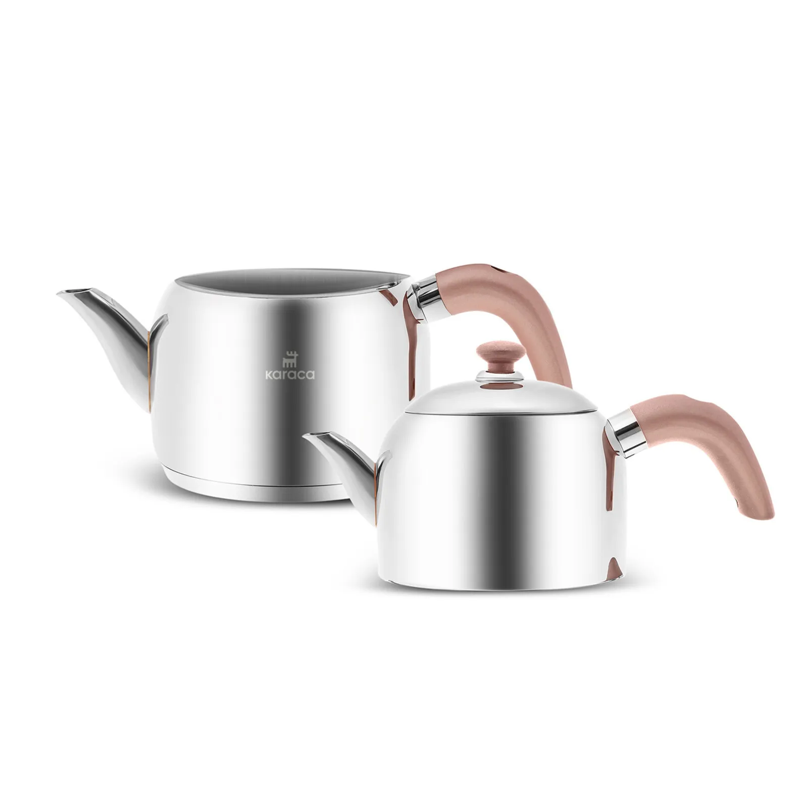 Karaca Edge Stainless Steel Induction Teapot Set, Small, Silver Rose - Image 5