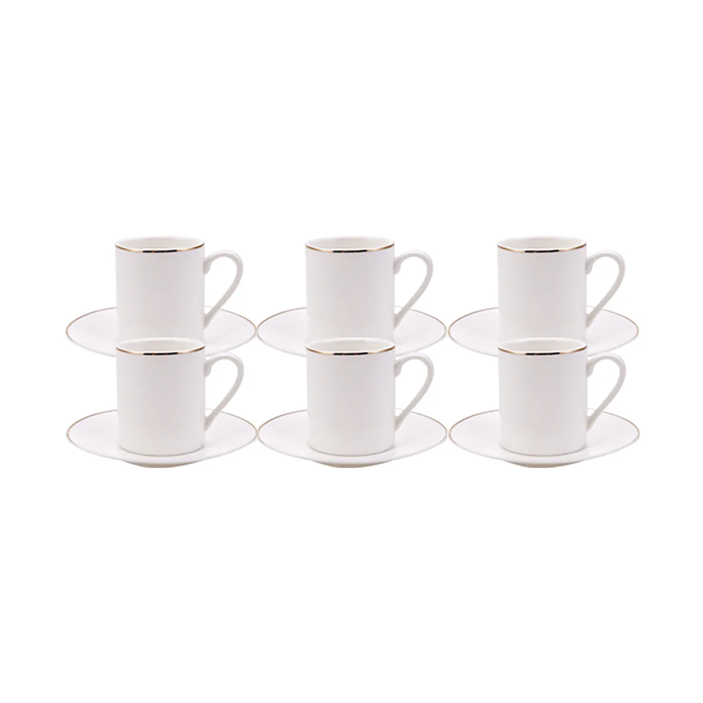 Karaca Elda 12 Piece Porcelain Turkish Coffee Cup Set for 6 People, 80ml, White Gold - Image 2