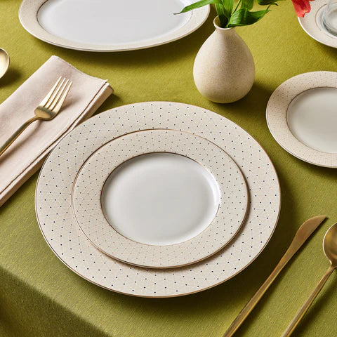 Karaca Elegance Bone China Alessa 60-Piece Dinner Set & Serveware Set for 8 People, Gold - Image 4