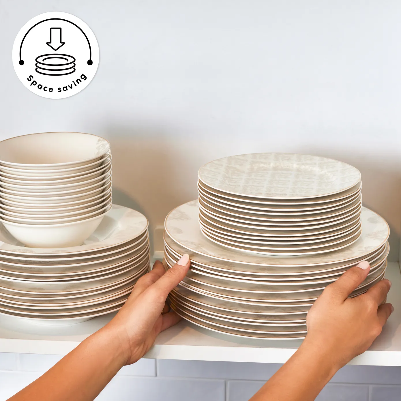 Karaca Elegance Bone China Siena 53-Piece Dinner Set for 12 People, Gold - Image 9