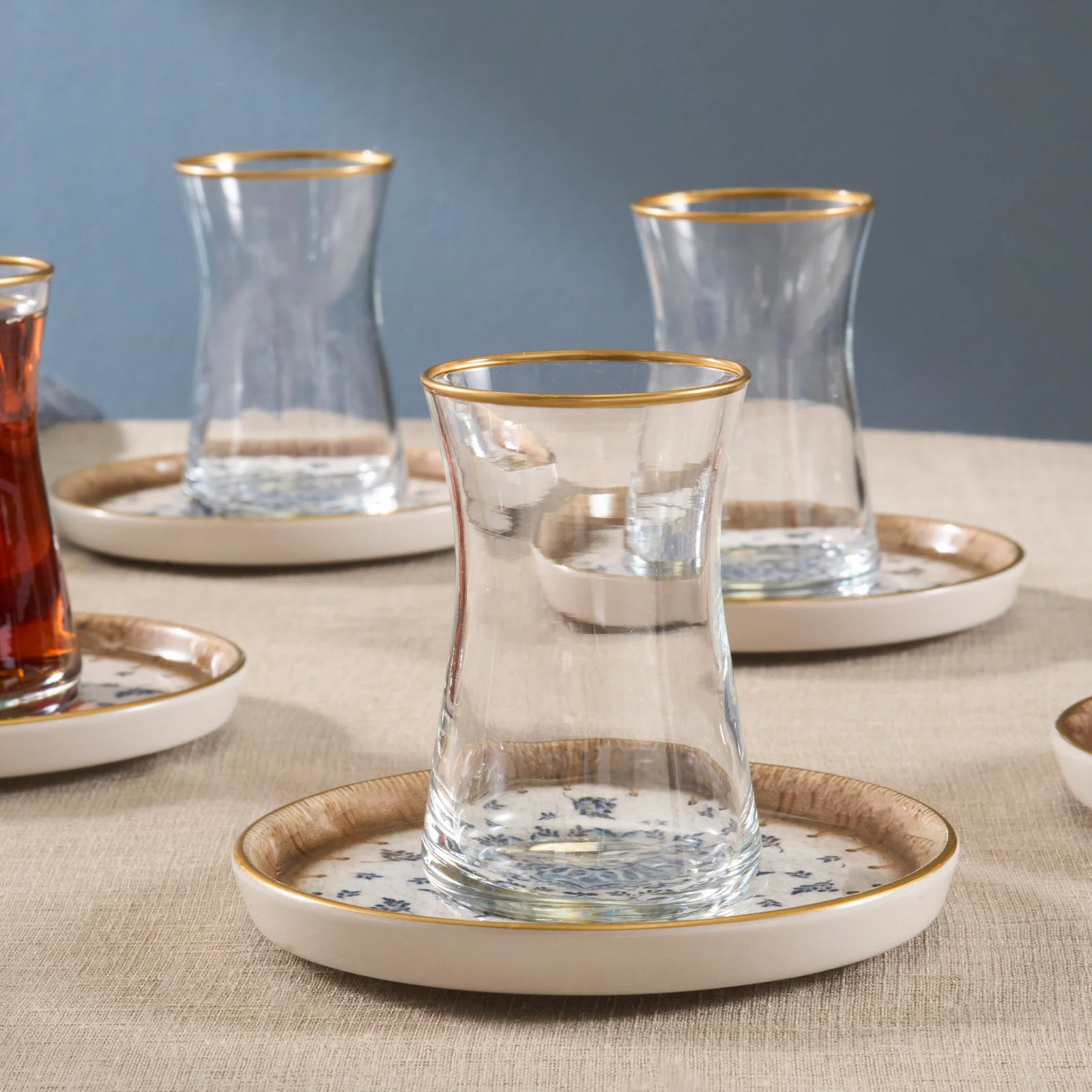 Karaca Elena 12-Piece Glass Turkish Tea Set for 6 People, 170ml, Multi - Image 2