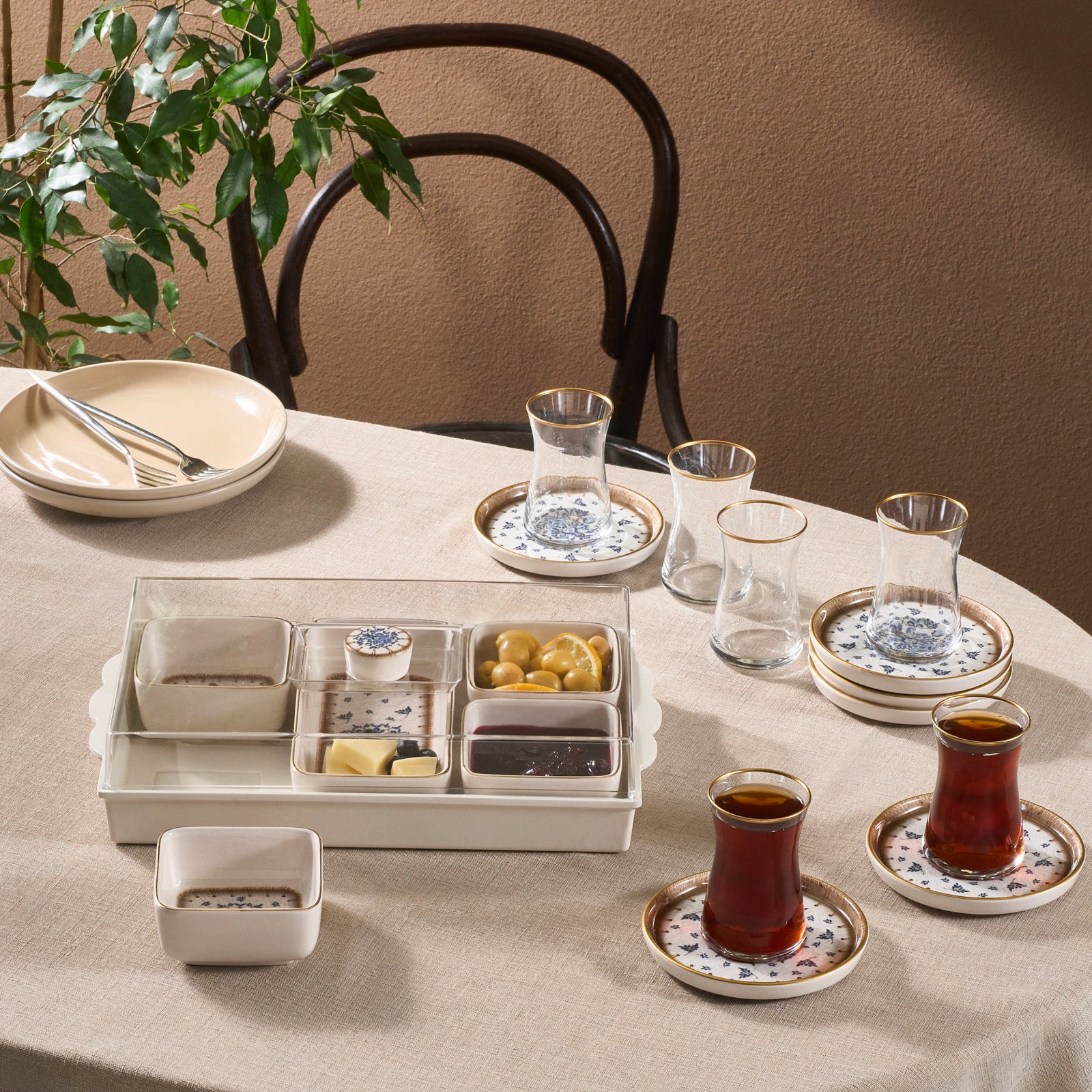 Karaca Elena 12-Piece Glass Turkish Tea Set for 6 People, 170ml, Multi - Image 4