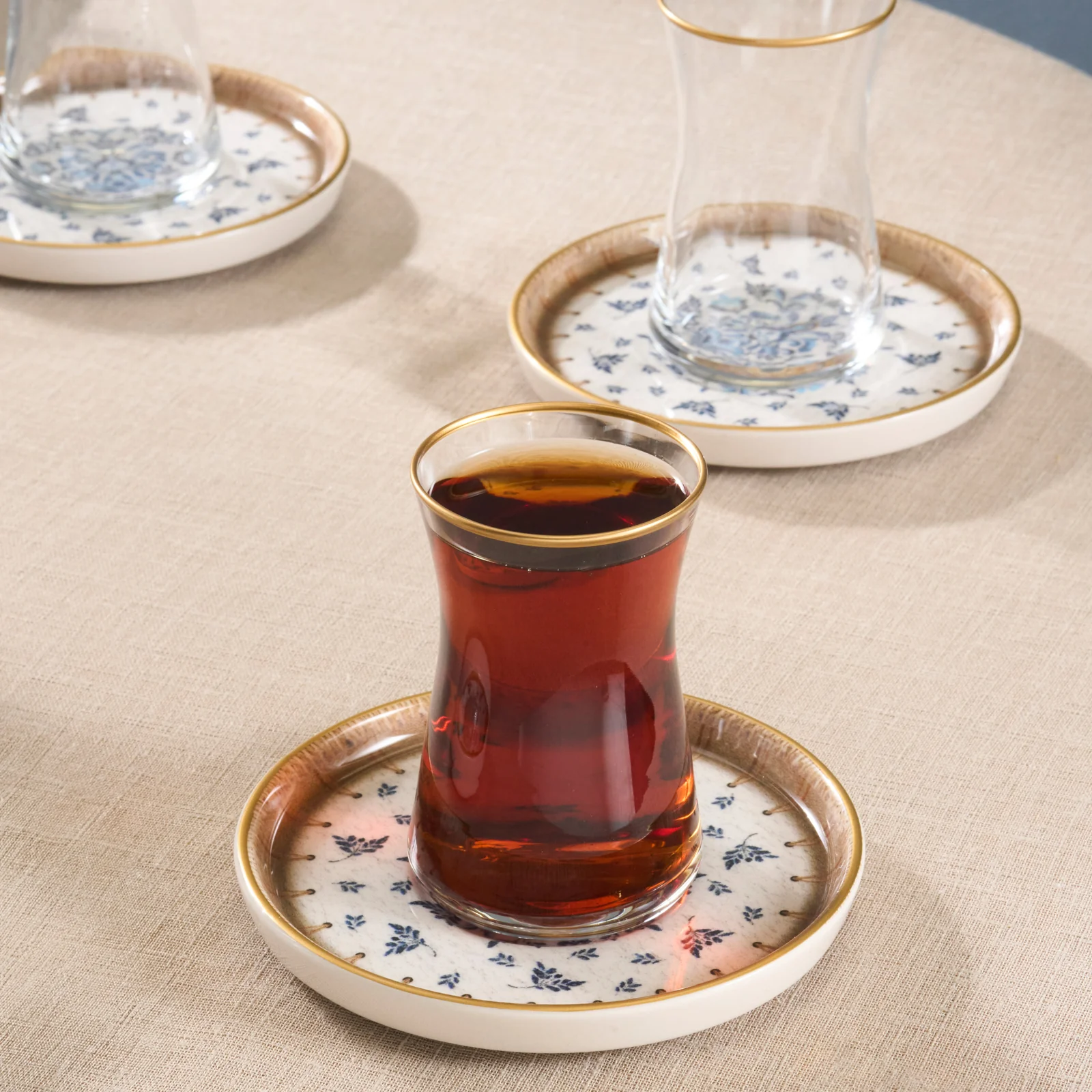 Karaca Elena 12-Piece Glass Turkish Tea Set for 6 People, 170ml, Multi - Image 5