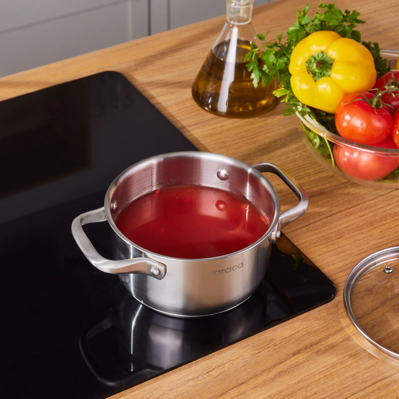 Karaca Elite Stainless Steel Induction Stock Pot, Lid, 16cm, Silver - Image 2