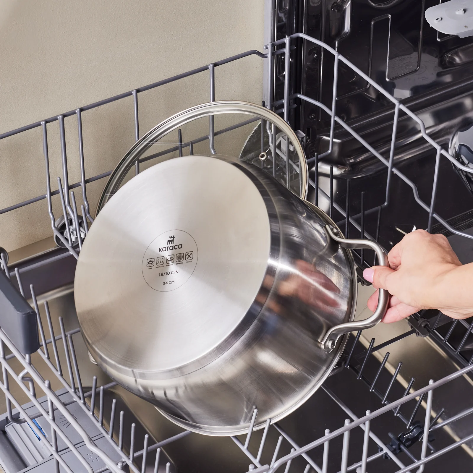 Karaca Elite Stainless Steel Induction Stock Pot & Lid, 24cm, Silver - Image 5