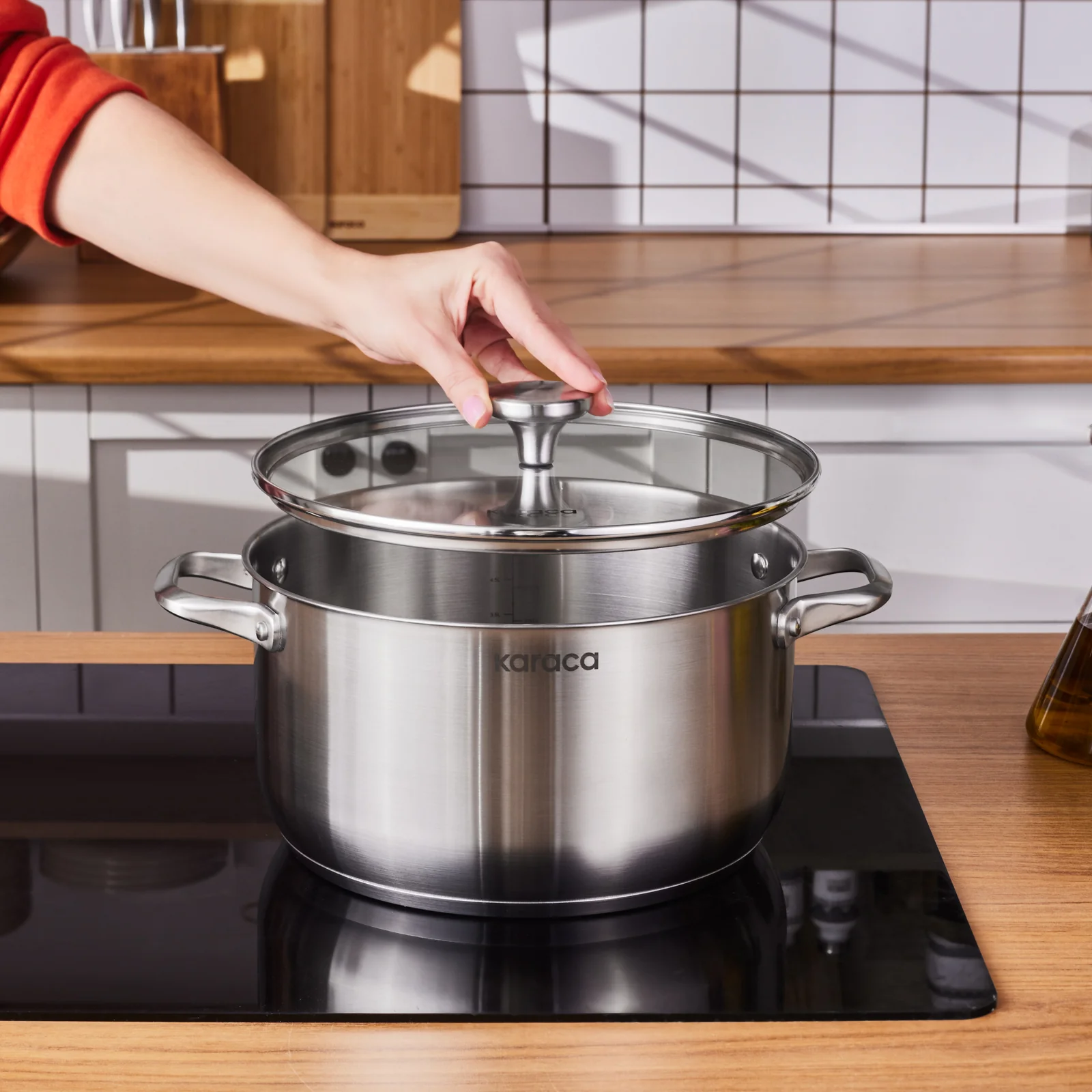 Karaca Elite Stainless Steel Induction Stock Pot & Lid, 26cm, Silver - Image 3