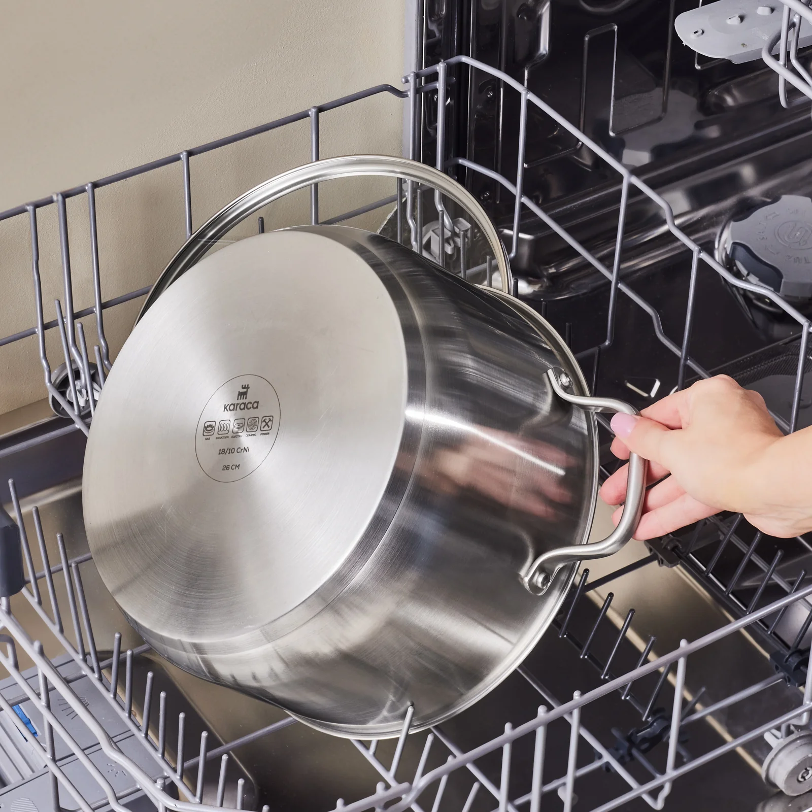 Karaca Elite Stainless Steel Induction Stock Pot & Lid, 26cm, Silver - Image 5