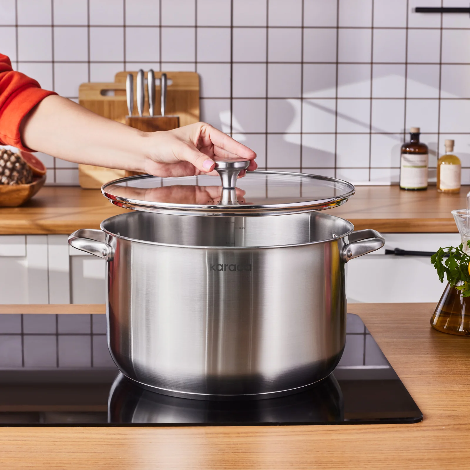 Karaca Elite Stainless Steel Induction Stock Pot & Lid, 30cm, Silver - Image 3